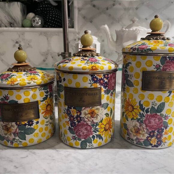 Buttercup Canisters by Mackenzie Childs (Set of 3); retired pattern - Picture 1 of 5
